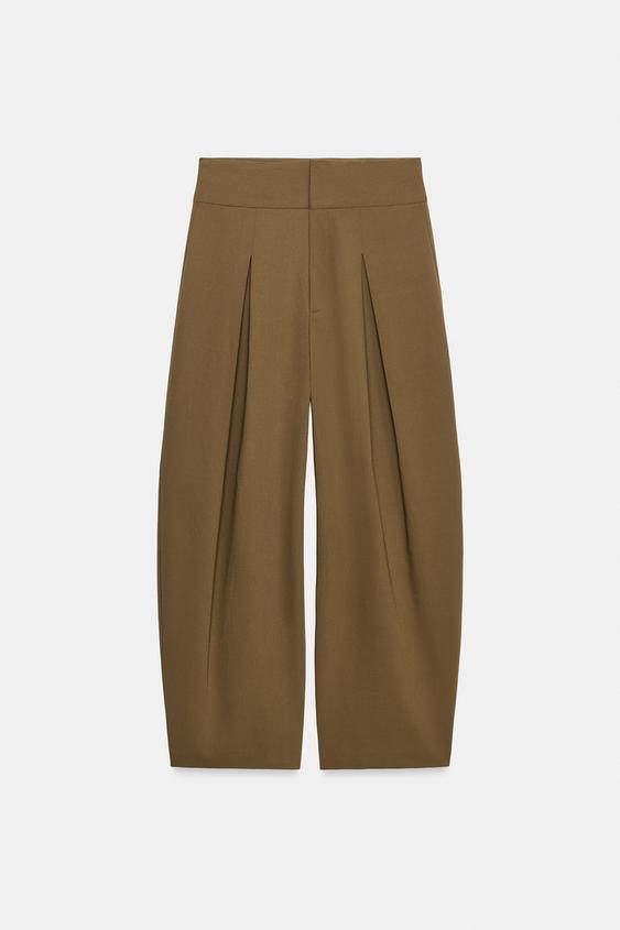 BALLOON PLEATED TROUSERS - Khaki marl by Zara - Image 0
