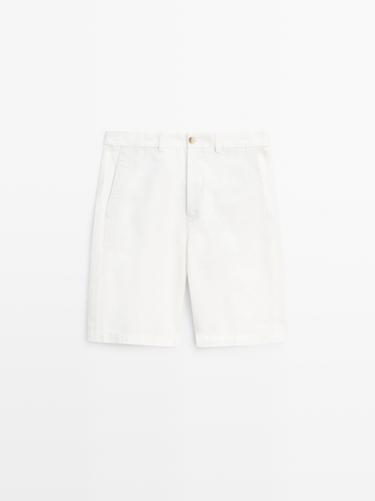 Zara Linen blend Bermuda shorts - White