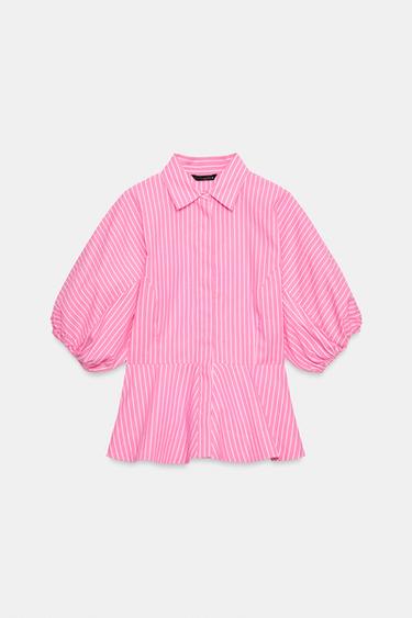 CHEMISE EN POPELINE À RAYURES - Rose de Zara - Image 5