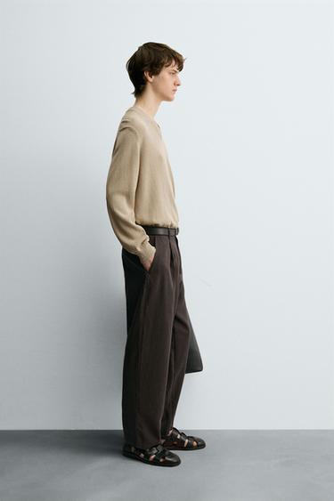 FLOWING PLEATED TROUSERS - Chocolate by Zara - Image 3