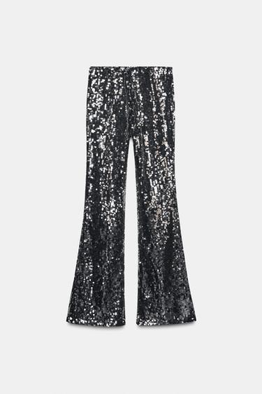 FLARE SEQUIN TROUSERS - Black by Zara - Image 7