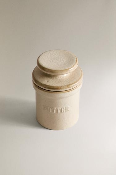 BEURRIER CYLINDRIQUE EN GRÈS - Gris de Zara - Image 1