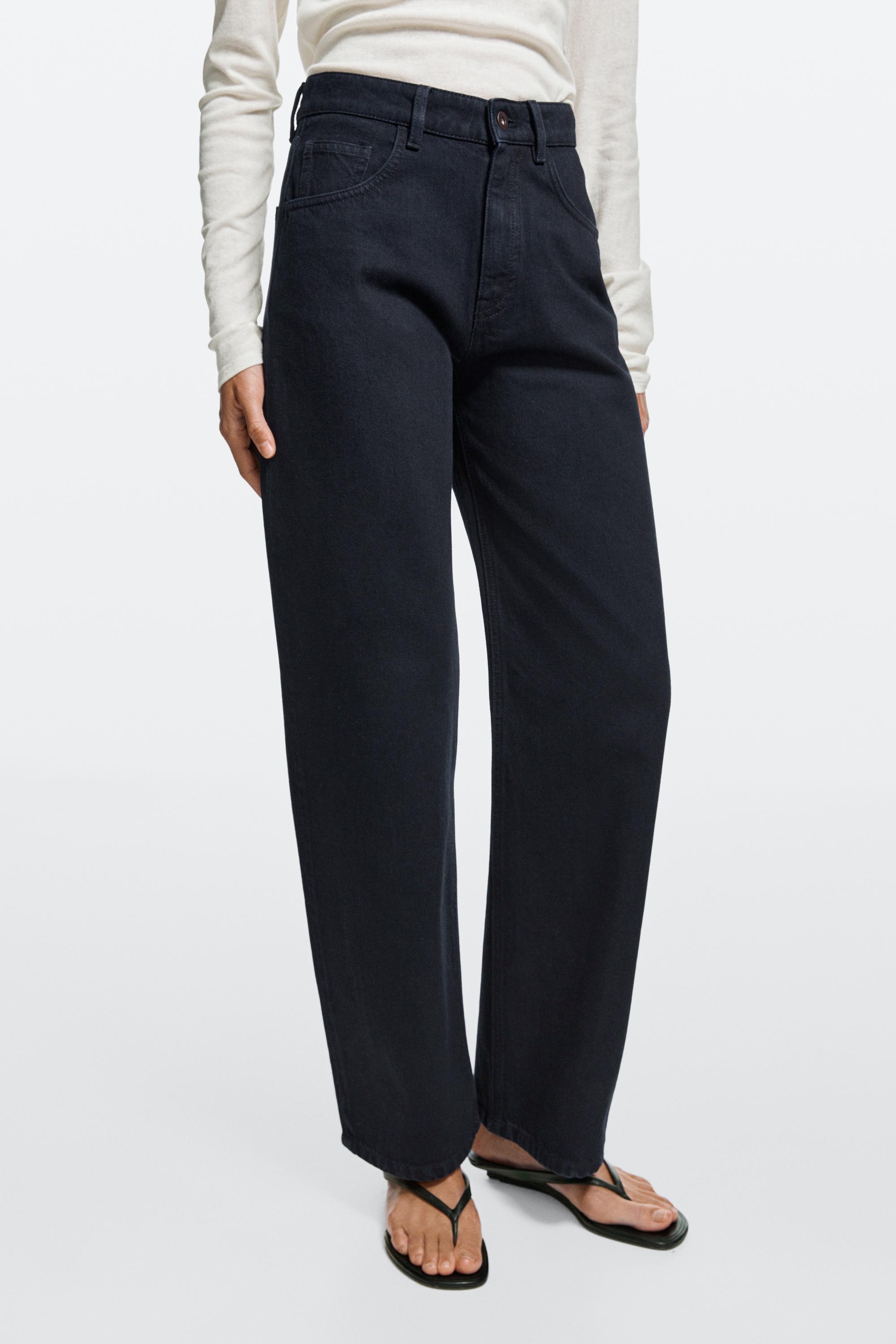 High-waist barrel fit jeans — Navy blue