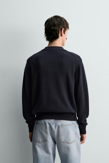 CARDIGAN COTON ET LIN - Bleu marine de Zara - Image 2