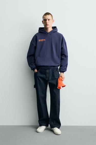 CONTRAST SLOGAN HOODIE - Navy blue by Zara - Image 0