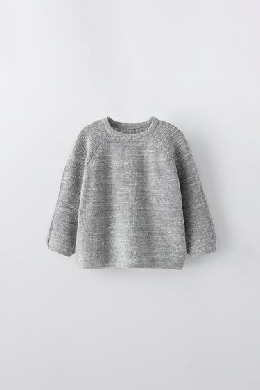 Zara PURL KNIT SWEATER - Gray marl