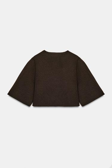 SHORT KNIT CARDIGAN - Dark brown by Zara - Image 4