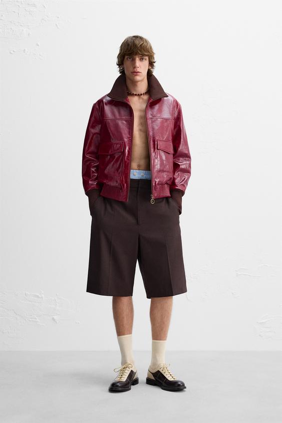 LEATHER JACKET X HARRY LAMBERT Reddish ZARA South Africa