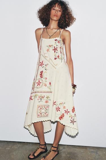 ROBE ASYMÉTRIQUE BRODÉE ZW COLLECTION - Multicolore de Zara - Image 4