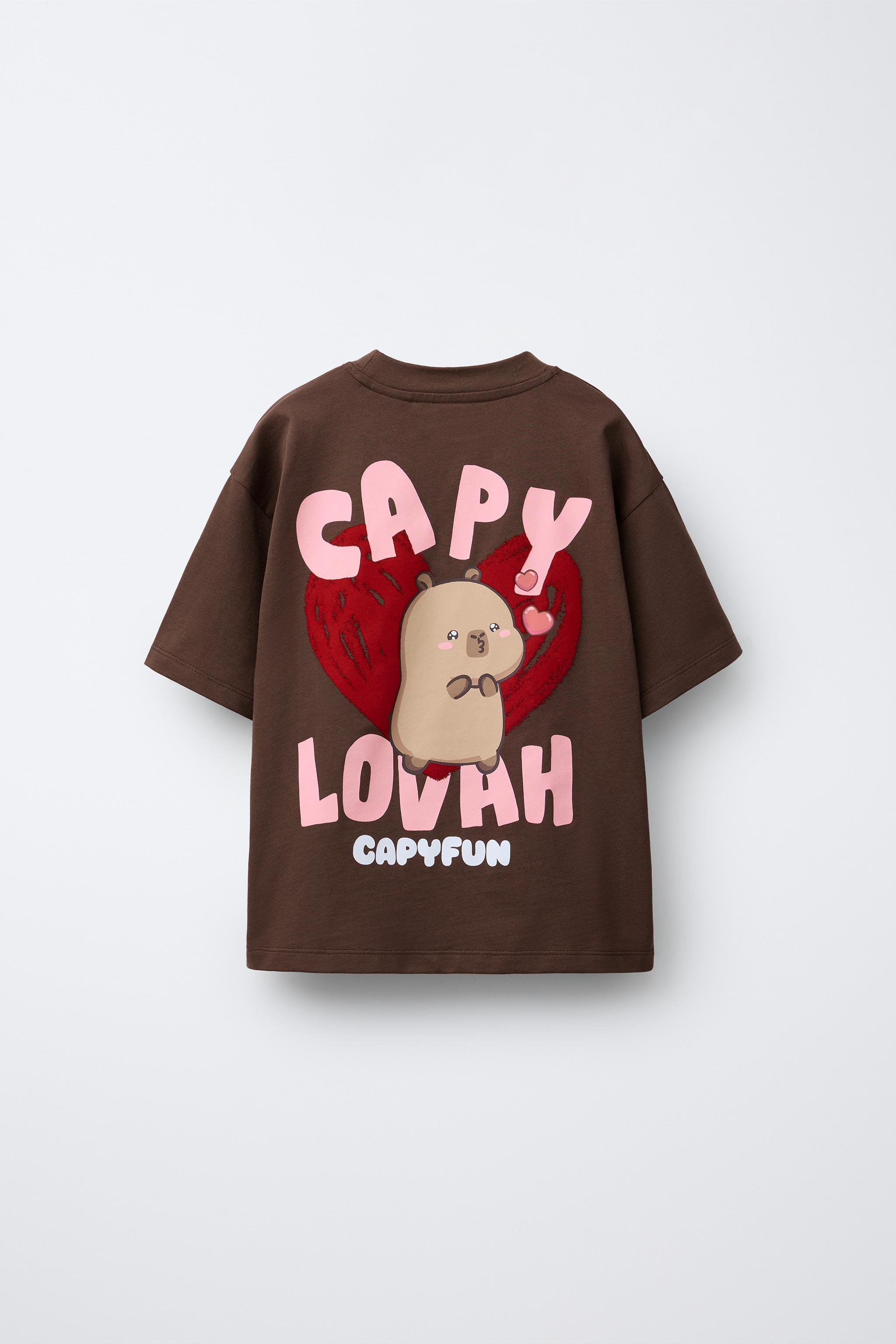 フロックプリント付きカピバラCAPYFUN © Tシャツ - ブラウン | ZARA