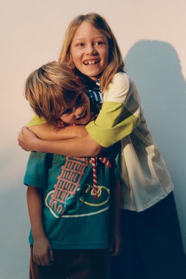 CAMISETA ESTAMPADA - Azul de Zara