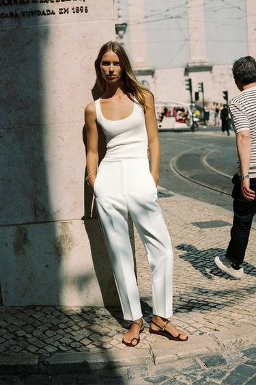 HIGH-WAIST TROUSERS - White by Zara