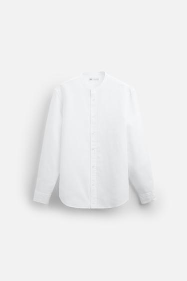 CAMISA LINO - ALGODÓN - Blanco de Zara