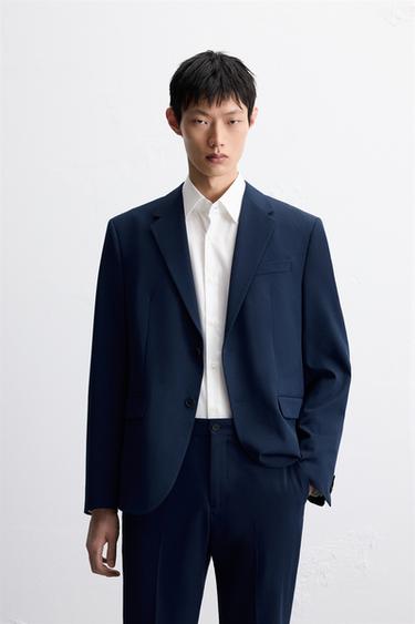 Zara 舒適版西裝外套 - 深藍色