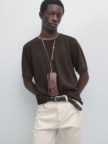 Zara Short sleeve linen and cotton T-shirt - Mink marl