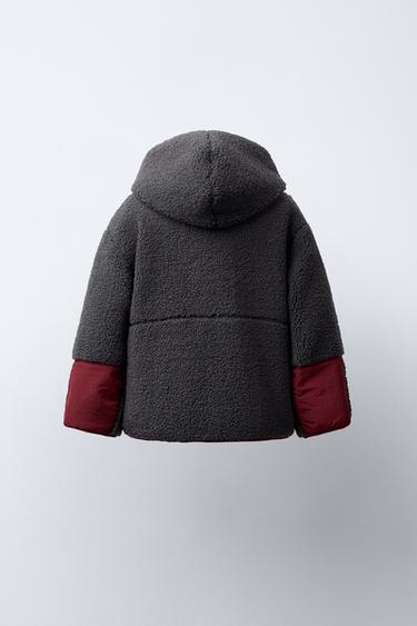 VESTE RÉVERSIBLE DÉPERLANTE EN MOUTON SYNTHÉTIQUE - Rouge foncé de Zara - Image 4