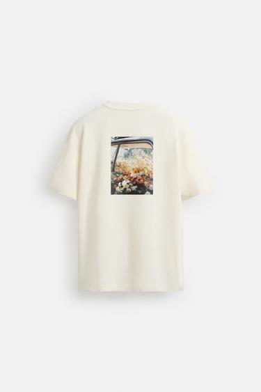 T-SHIRT À ESTAMPILLAGE PHOTOGRAPHIQUE EN MATIÈRES VARIÉES - Blanc cassé de Zara - Image 7
