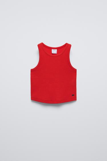 Zara RIB RACERBACK TOP - Red