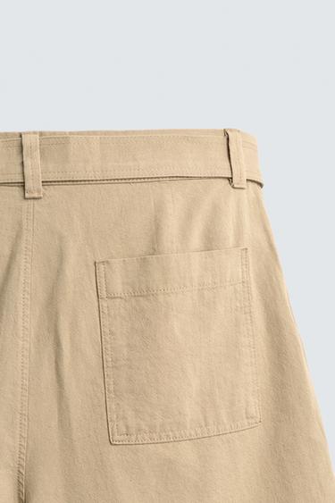 BERMUDA RELAXED FIT À CEINTURE - Beige foncé de Zara - Image 8