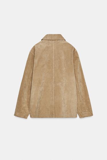 VESTE EN CUIR DE DAIM 100 % - Sable clair de Zara - Image 7