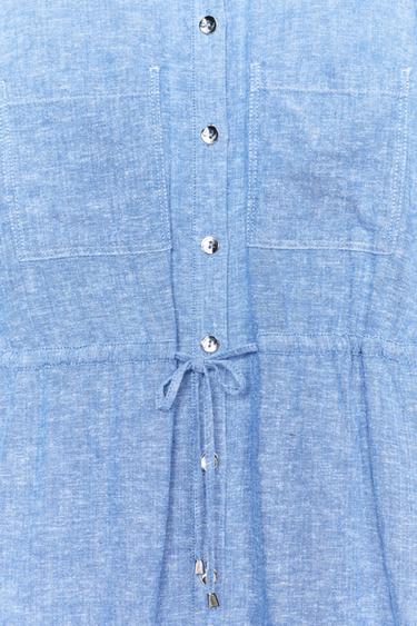 LINEN BLEND SAFARI SHIRT - Light blue by Zara - Image 9