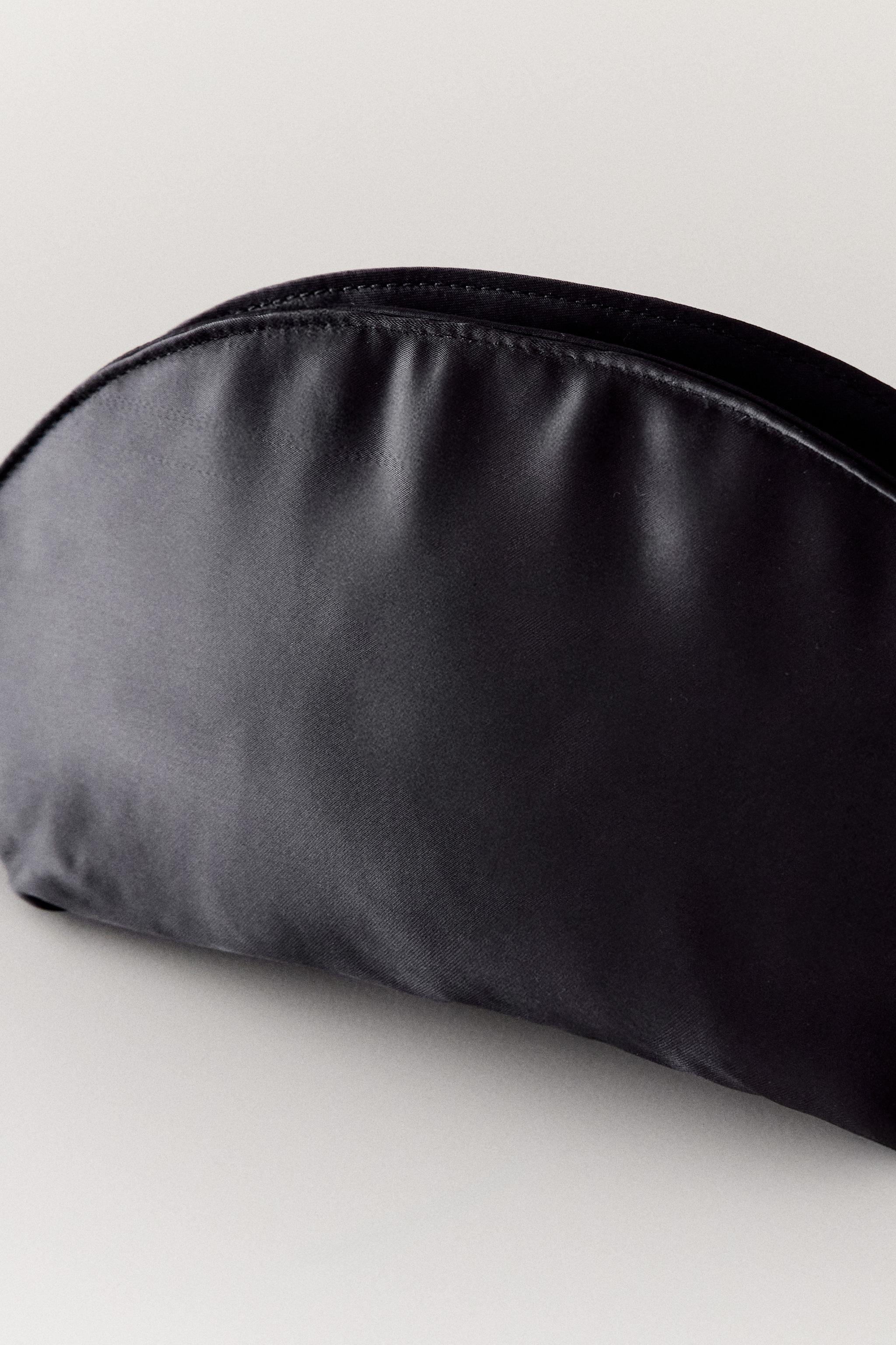 CRESCENT SATEEN MAKEUP BAG — Black