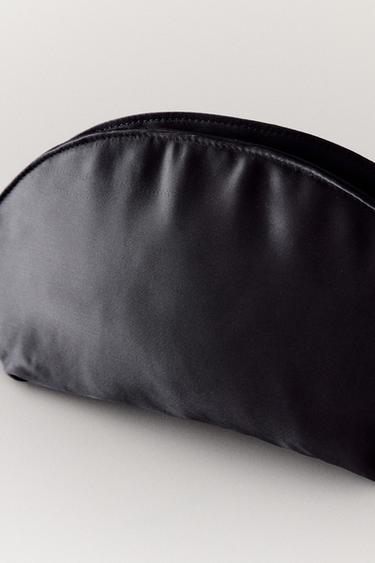 Zara CRESCENT SATEEN MAKEUP BAG - Black