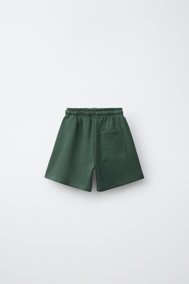 SLOGAN PRINT BERMUDA SHORTS — Dark green 2