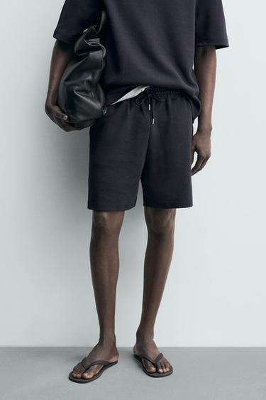INTERLOCK RELAXED FIT JOGGER BERMUDA SHORTS - Deep blue by Zara