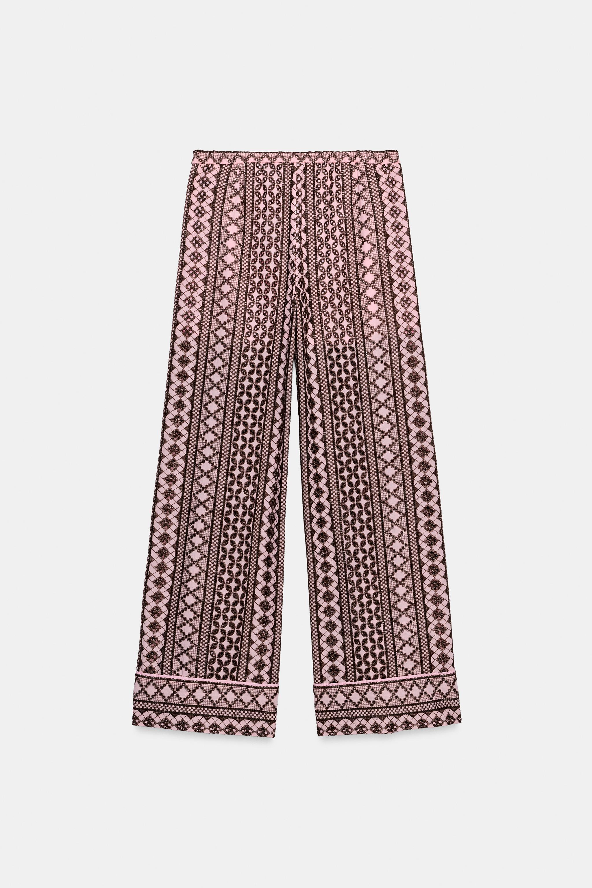 WIDE LEG PANTS WITH OPENWORK EMBROIDERY
