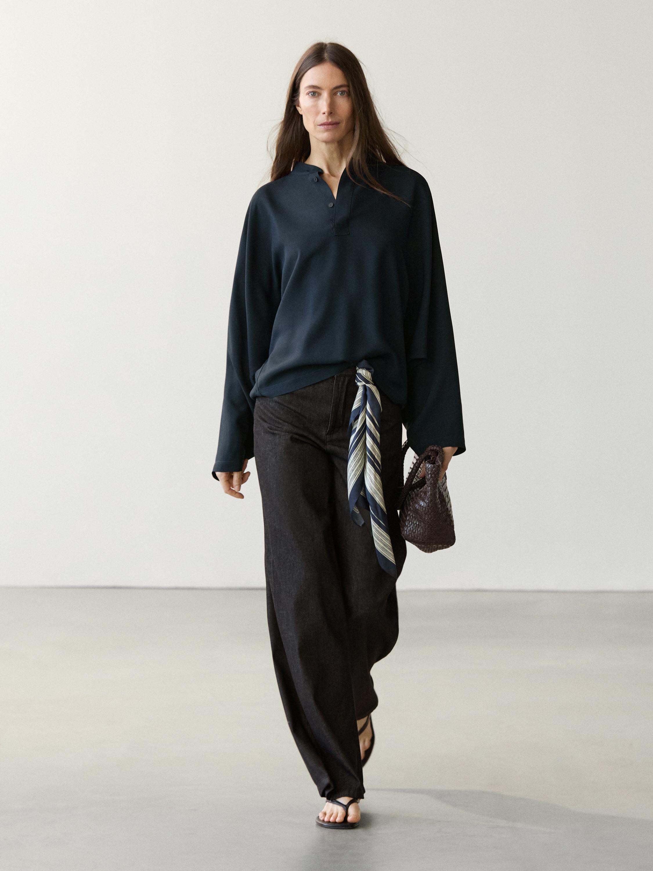 Flowing stand collar blouse
