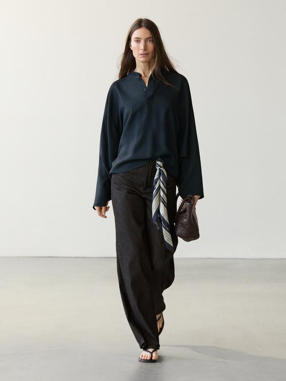 Flowing stand collar blouse from Zara - $130