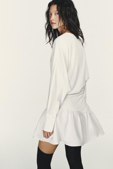 SHORT DRESS WITH BATWING SLEEVES - White by Zara - Image 5