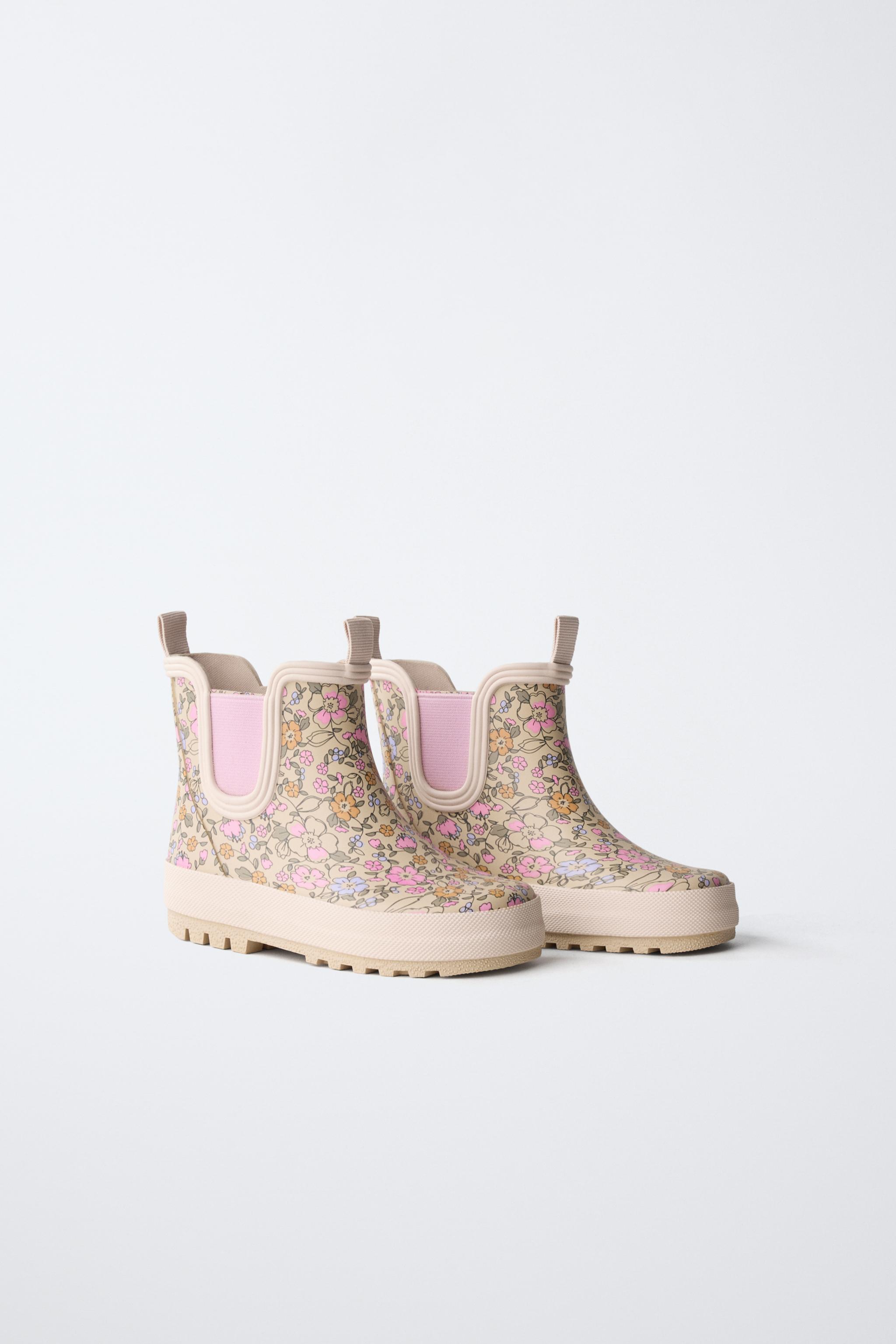 FLORAL RAIN BOOTS - Off White | ZARA United States