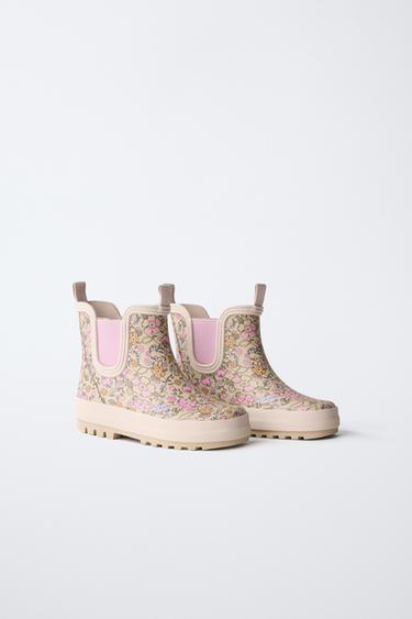 Zara FLORAL RAIN BOOTS - Off White