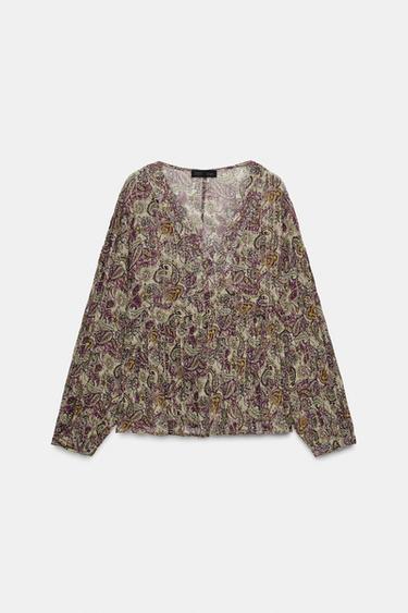 BLOUSE IMPRIMÉE FIL MÉTALLISÉ - Multicolore de Zara - Image 6