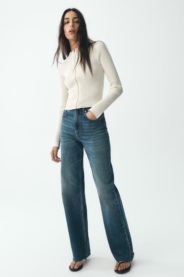 CHAQUETA PUNTO CREMALLERA - Blanco roto de Zara