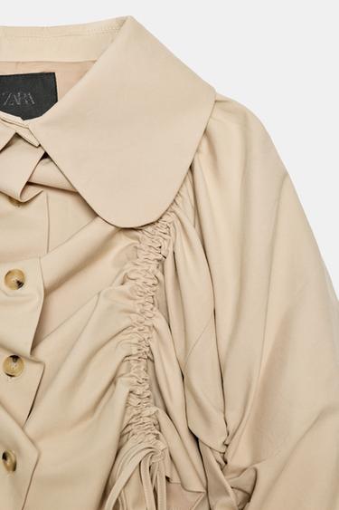 VESTE COURTE GABARDINE À PLIS - Beige de Zara - Image 5