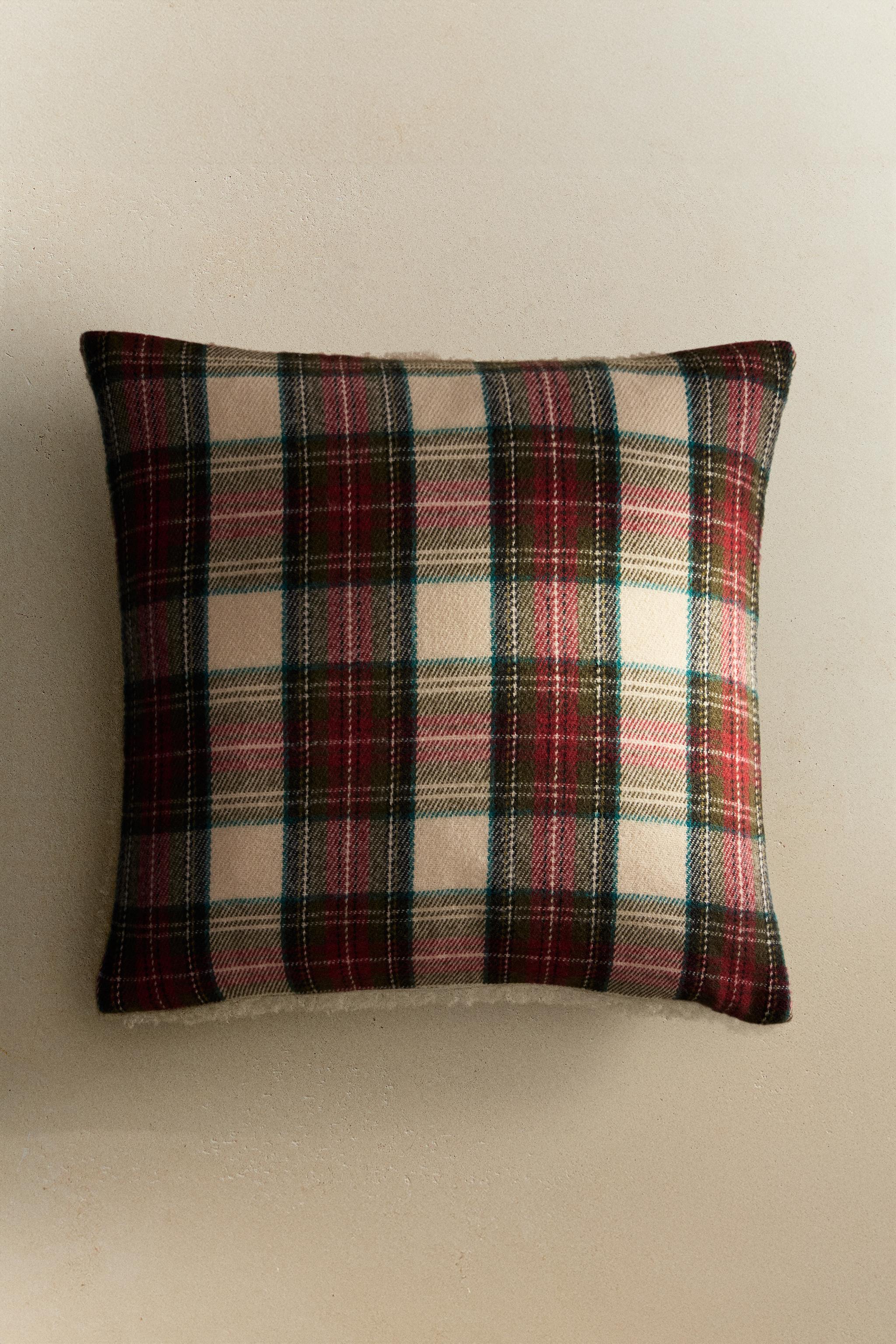 CHRISTMAS TARTAN CHECK THROW PILLOW COVER