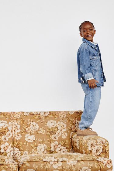 Zara VREĆASTE DENIM PANTALONE – mid-plava