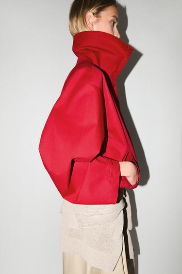 Zara Lightweight cotton jacket with button details - Intense red