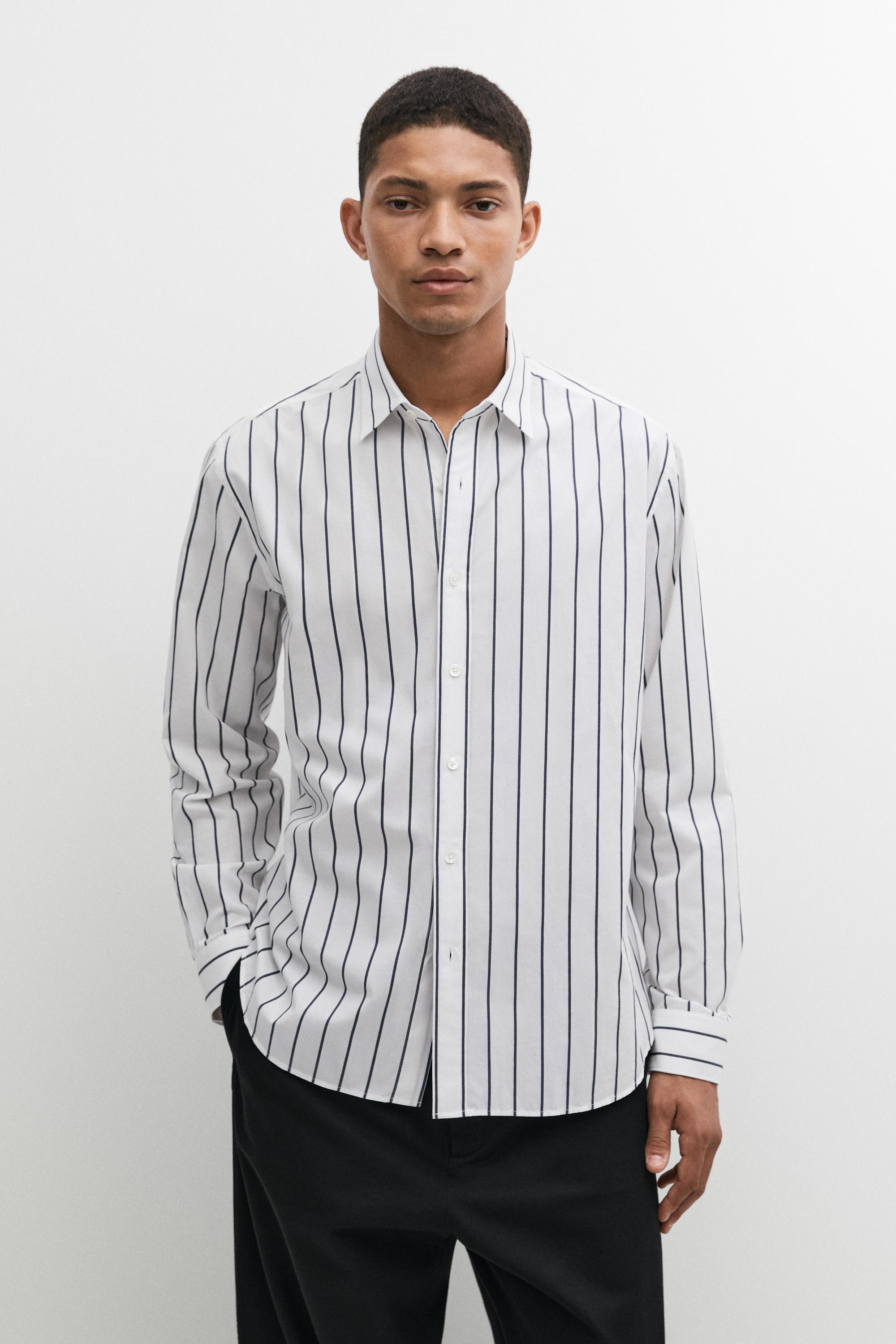 Chemise regular fit rayée 100 % coton