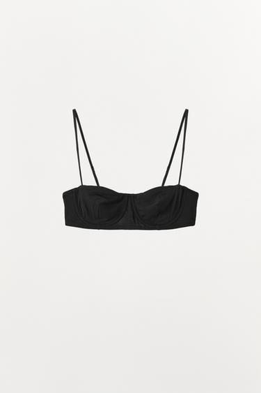 Zara Siyah - VİSKOZLU BALENLİ SÜTYEN TOP