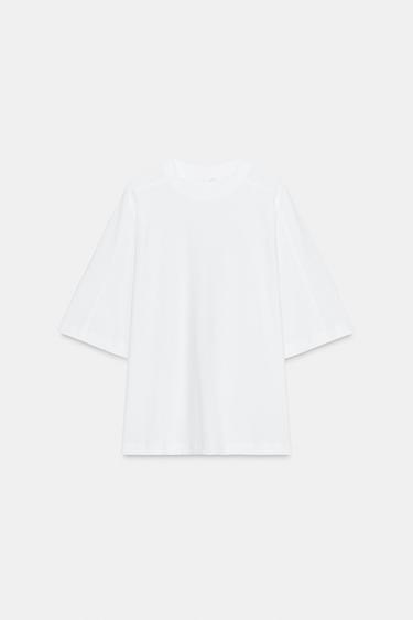 BOXY FIT T-SHIRT WITH LABEL - White by Zara