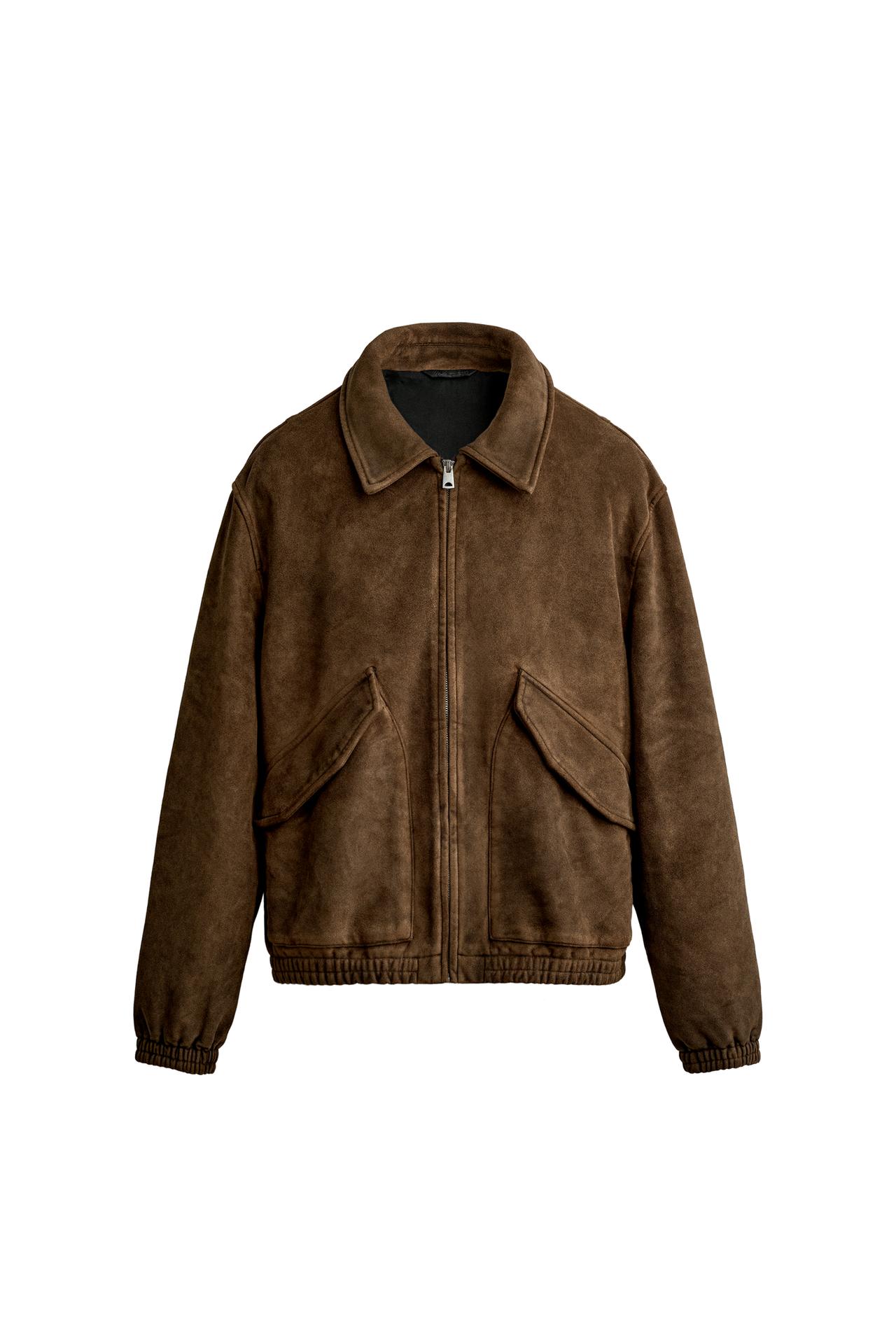 WASHED FAUX SUEDE JACKET