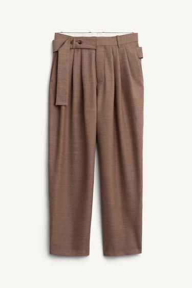 PANTALÓN PIERNA ANCHA CINTURÓN LIMITED EDITION - Marrón / Topo de Zara