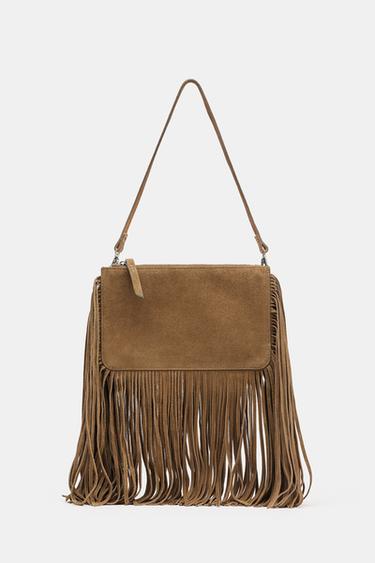 MINI BANDOLERA SERRAJE FLECOS - Marrón de Zara