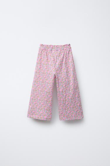 PRINTED RUFFLE CULOTTE TROUSERS - Chalk pink by Zara - Image 1