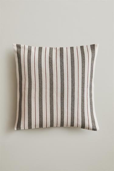 STRIPED CUSHION COVER - Grey by Zara