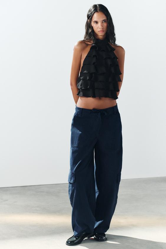 GEORGETTE HALTER TOP - Black by Zara - Image 0